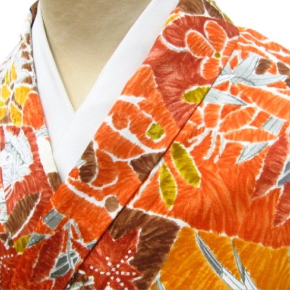 Vintage Kimono, Synthetic fiber Kimono, colorful Komon, Japanese dress, washable kimono, multi color