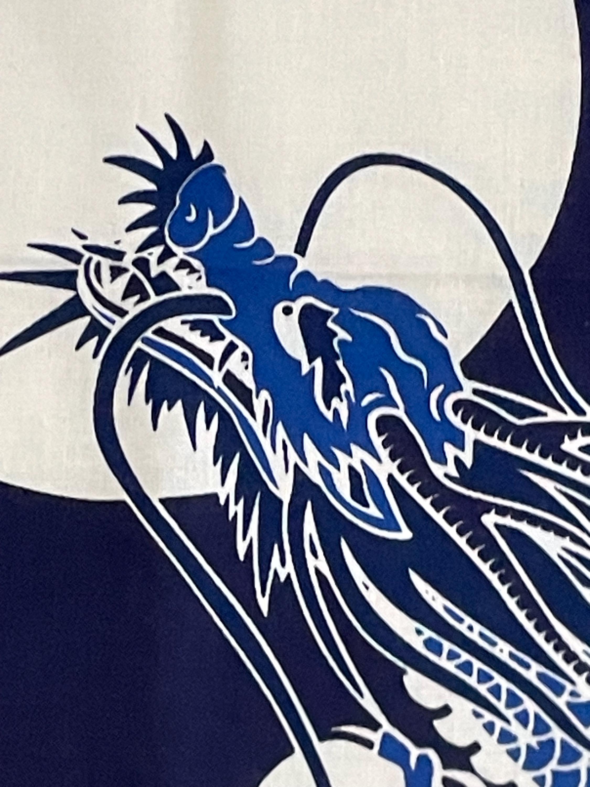 Tenugui Rising Sun Japanese Tenugui Towel - Blue Rising Dragon, Good Luck Textile - Etsy