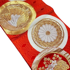 Obi, kimono obi, Vintage Obi, Japanese Kimono belt, Fukuro obi, Japanese silk belt, butterfly, made in Japan, Japanese style, gold, ##