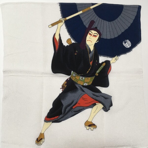 Small Furoshiki, ukiyoe wrapping cloth, Japanese chirimen fabric, tapestry, handkerchief, Japanese bag cloth