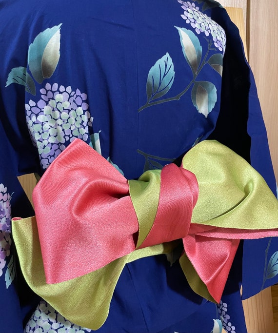 yukata and obi belt, Vintage blue yukata and obi,… - image 2