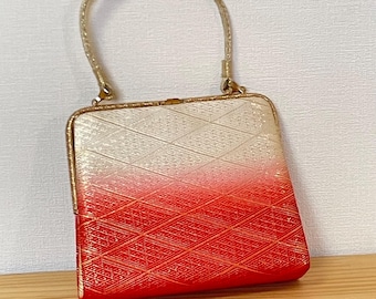 Vintage Kimono Bag, Red White Gold, Japanese Style, Kimono fashon
