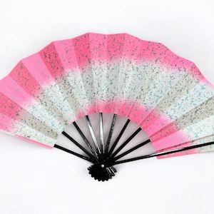 Pink Japanese hand fan, pink sensu, Japanese folding hand fan, Japanese vintage