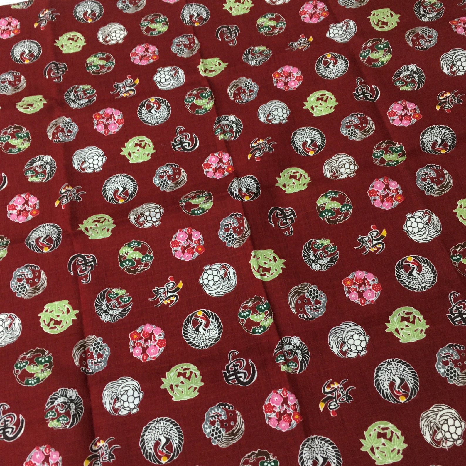 Crane Furoshiki red wrapping cloth Japanese fabric made in Etsy