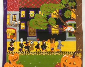 風呂敷、猫風呂敷、包み布、日本の布、綿布、ハロウィン猫タペストリー、壁掛け、眠っている猫