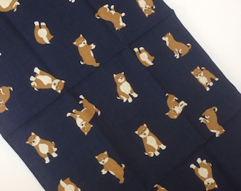 Shiba inu, Tenugui, Japanese hand towel, shiba dog, Japanese dog pattern, Hand Dyed cotton fabric, tapestry, dog lover,