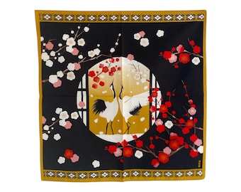 Japanese Furoshiki Wrapping Cloth, Crane and Plum Design