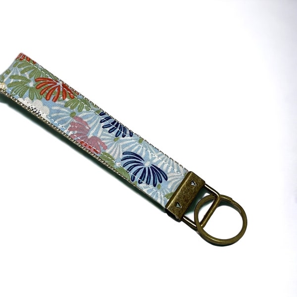 Wristlet Key Fob, Fabric Keychain, key chain, Japanese Fabric key fob, light buyers, wristlet, gift fir her