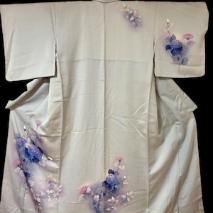 kimono en soie vintage, robe de soirée japonaise, vert, floral