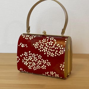 Vintage Kimono Bag, Japanese Bag, Red and Gold Bag, Vintage Bag 