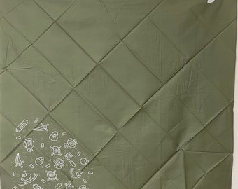 Vintage Large Furoshiki, green wrapping cloth, Japanese fabric, Japanese bag cloth, big cloth,