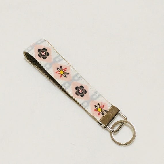 gift for her wristlet Japanese kimono pattern Fabric key fob Fabric Key Chain Wristlet Key Fob flower