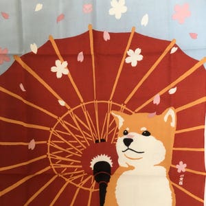 Tenugui, spring, shiba dog fabric, wrapping cloth, Japanese fabric, cotton fabric, tapestry, kawaii shiba inu, image 5