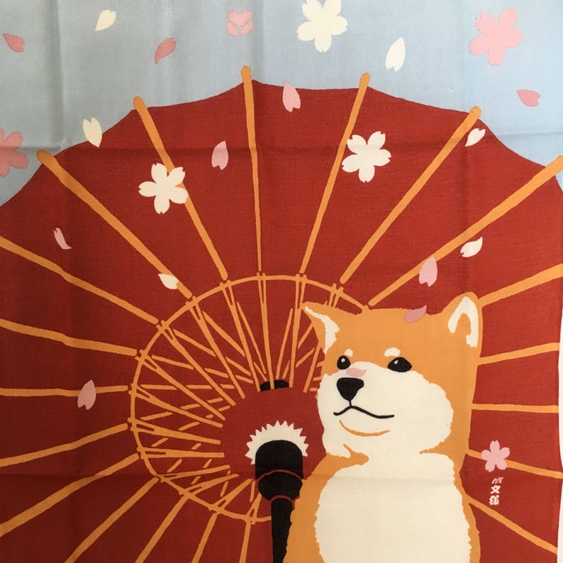 Tenugui, spring, shiba dog fabric, wrapping cloth, Japanese fabric, cotton fabric, tapestry, kawaii shiba inu, image 5