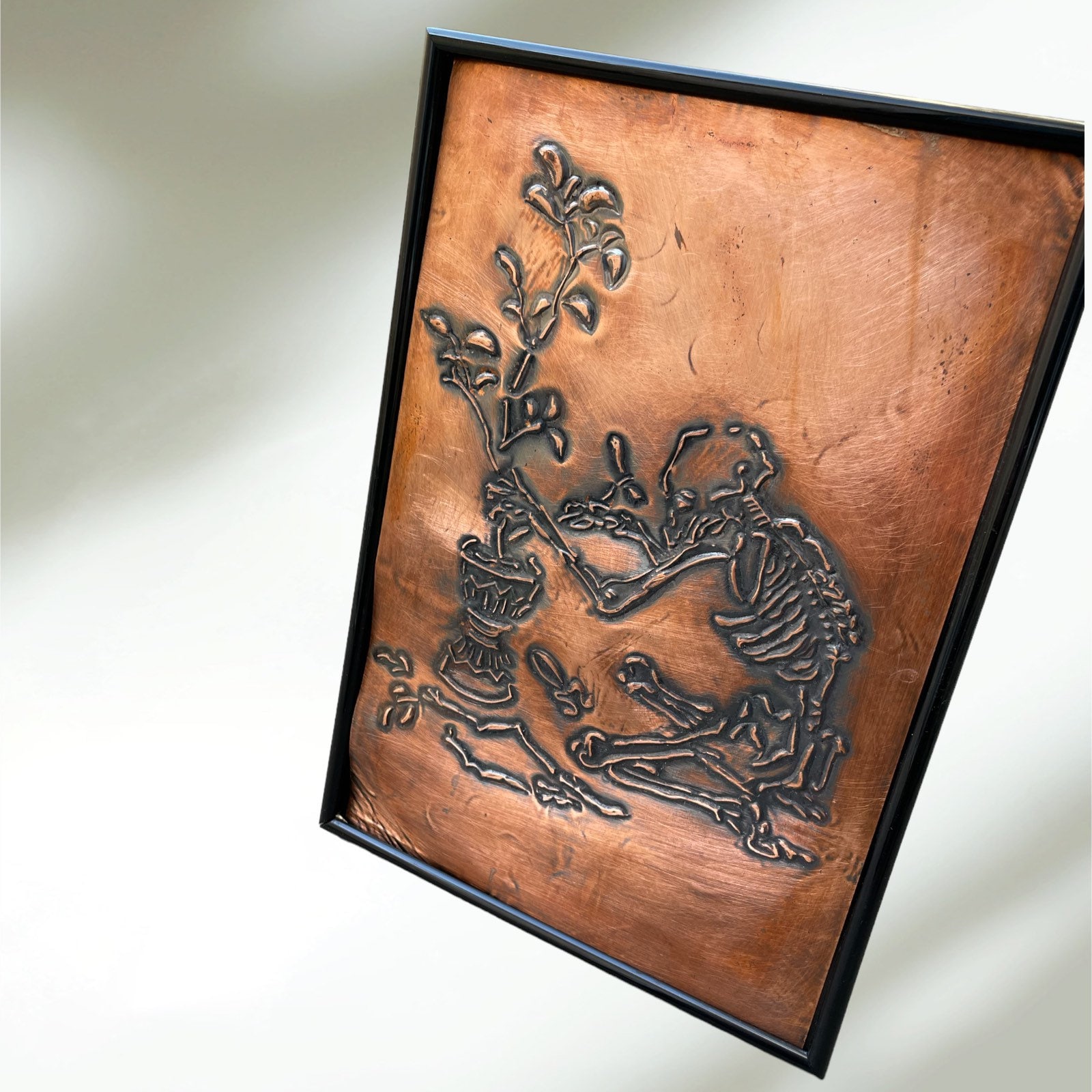 Cooper Art Frame, Copper Plate Art Frame, Skeleton and Fresh