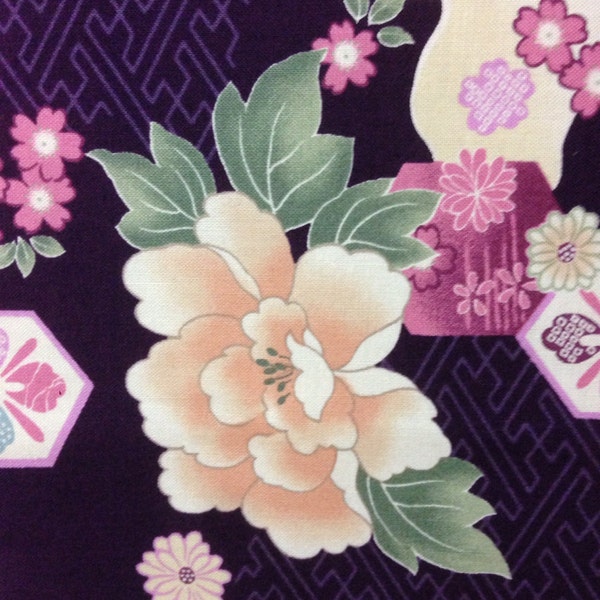 Japanische Stoffe, Muster japanische traditionelle floral Stoff, DIY Stoff, Patchwork, Stoff, Kimono-Muster, FREE SHIPPING, 28 cm x 110 cm,