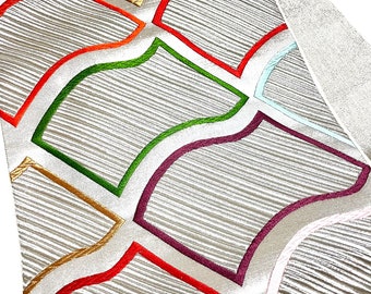 Zilveren Obi, Authentieke kimono obi, Vintage Obi, Japanse Kimono riem, Fukuro obi, Japanse zijden riem, zilver, multi color