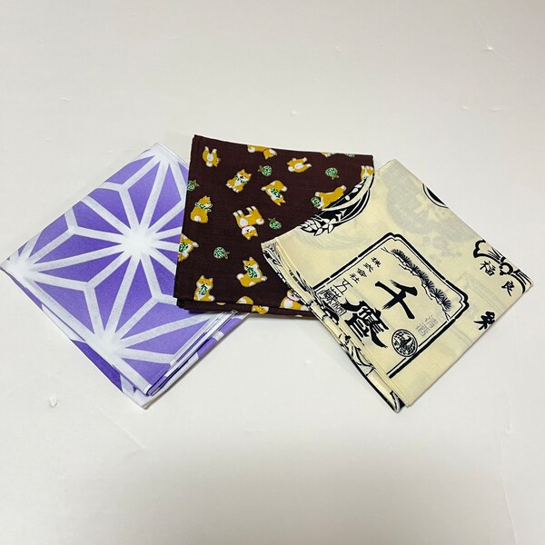 Furoshiki, set of 3 Japanese fabric,  gift set, Japanese furoshiki, wrapping cloth, Japanese fabric, furoshiki gift, Free shipping