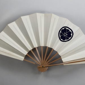 Vintage folding hand fan, sensu, Japanese folding hand fan,  family credt pattern, hand fan
