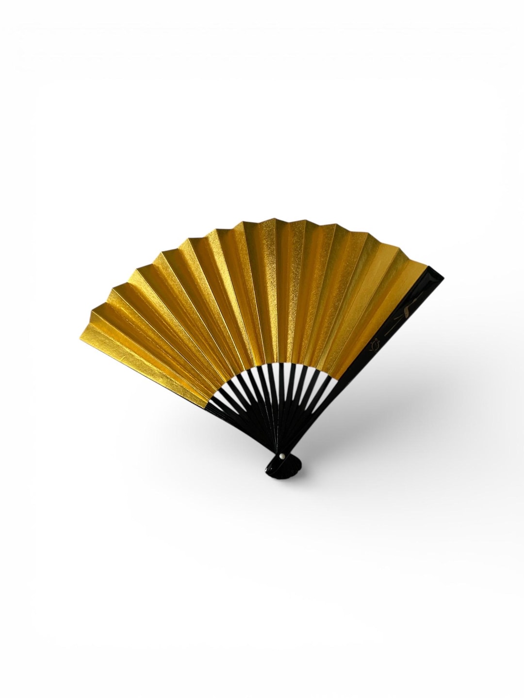 Reversible Japanese Folding Fan – Gold & Silver Sensu, Crane and