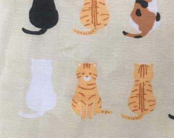 Cat Tenugui, Japanese hand towel, Japanese cotton fabric, Hand Dyed cotton fabric, tapestry, cat lover