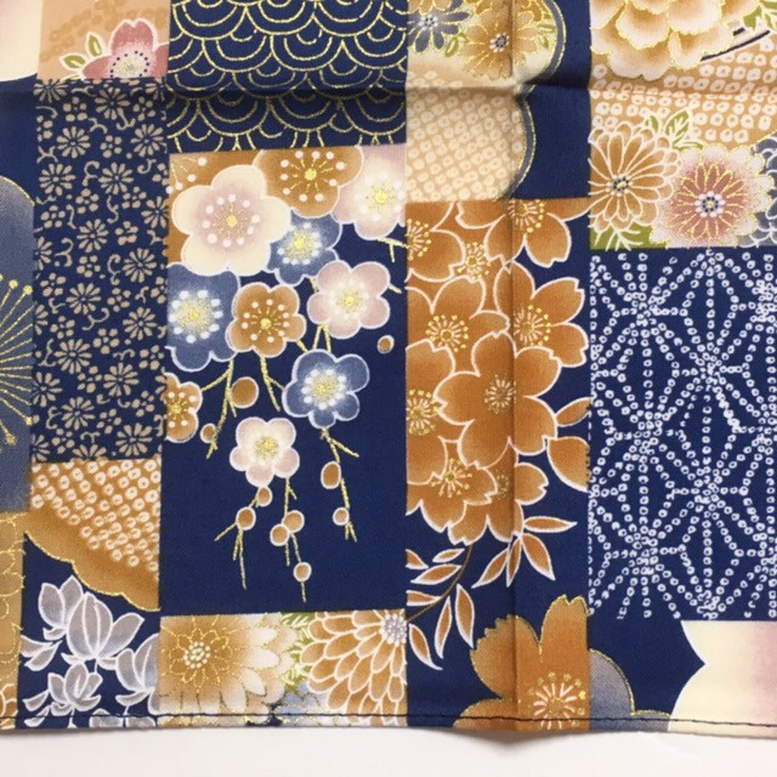 Furoshiki Japanese Floral Blue Furoshiki Fabric Wrapping Etsy