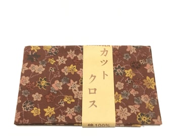 Japanese brown cotton fabric, Japanese tradittional pattern fabric,  DIY fabric, patchwork, , 50cm x 54cm,
