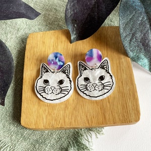 Cat earrings cat earrings, colored earrings, lightweight earrings, resin earrings, cat heads crazy catlady earrings image 4