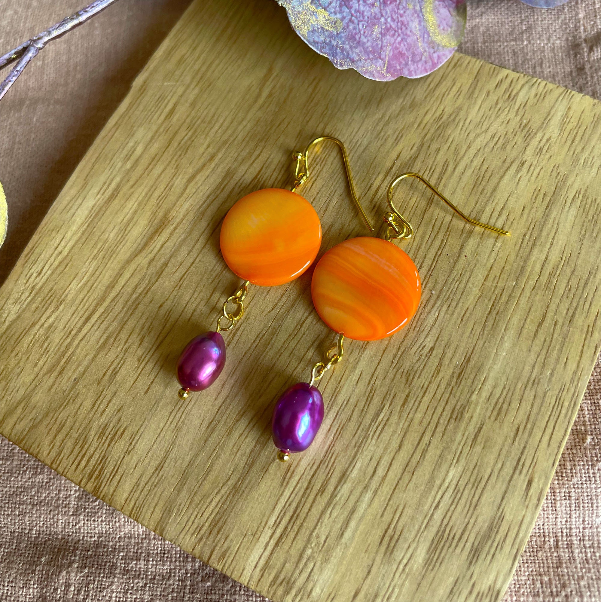 Orange Purple Limited Edition Earrings Orange Earrings Purple