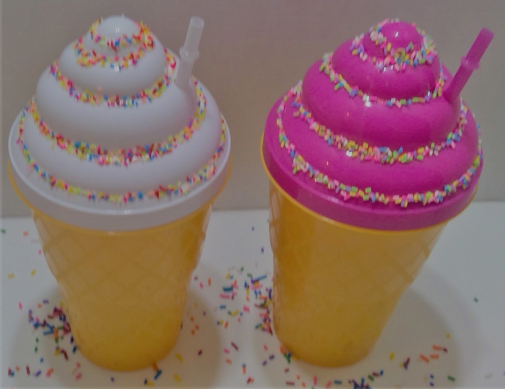 Giant Ice Cream Tumbler with Straw Ice Cream Drinking Cups Etsy