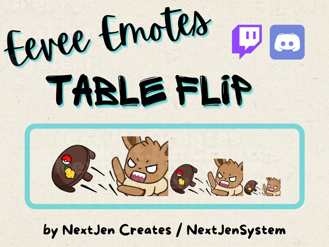 Eevee Emote Table Flip for Twitch and Discord 2 Pokemon Emotes Etsy