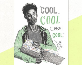 Danny Pudi Art, Abed Nadir Community Quote Print, Cool Cool Cool, TV Show Art