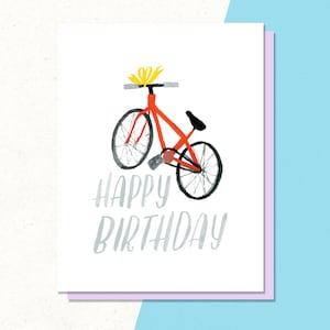 Carte de joyeux anniversaire vélo, carte d'anniversaire vierge, anniversaire de cycliste, anniversaire rétro, carte pour lui