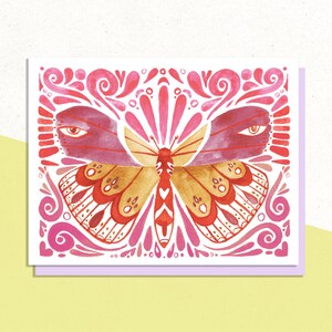 Tarjeta de felicitación en blanco de mariposa, tarjeta de mariposa roja, tarjeta rosa, tarjeta para ella, tarjeta de nota de cualquier ocasión, papelería