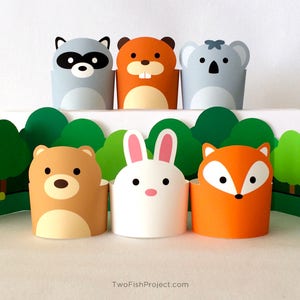 子ども用ごっこ遊びおもちゃ、ペーパークラフト動物、DIY森の動物プレイセット、森の生き物、印刷可能な紙人形/おもちゃドールハウスPDF
