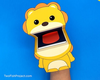 Lion Printable Paper Puppet, Preschool Kindergarten Hand Puppet