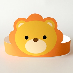 Lion Party Favor Supplies, Lion Costume/Mask Kids, Birthday Party Decorations, Jungle Safari Baby Shower, Zoo Animal, Paper Crown Printable
