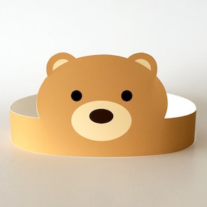 Bruine beer Woodland Party Supply, Bear Party Hat, Bear Costume/Masker/Hoofdband Kid/Peuter, Forest Animal Birthday Party Supplies, Paper Crown