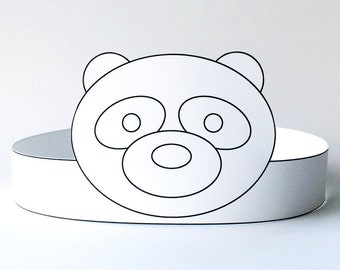 Panda paper crown, color me craft, Birthday Party Favors/Supplies, Paper Hat/Headband/Crown, Zoo Animal Coloring Printable, Toddler Kids
