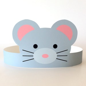Mouse Costume Mask for Kids, Mouse Ears Headband/Hat, Imaginative Play, Birthday Party Supplies, Paper Crown Printable DIY, Rat Costume Mask