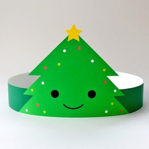 Diadema/sombrero de fiesta de Navidad, coronas de papel de Navidad imprimibles, accesorios de fiesta de Navidad para fotomatón, máscara/disfraz de Navidad o adorno de árbol
