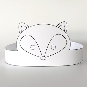 Fox Coloring Crown Party Craft, Fox Mask/Costume Toddler Kids, Fox Birthday Decorations, Forest Animal Baby Shower Printable, Paper Crown