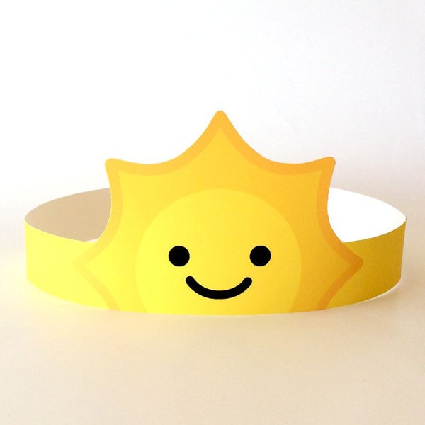 Happy Face Sun Birthday Party, Sunshine Baby Shower Supplies/Decorations, Printable Costume Hat/Headband/Crown for Kids/Adults