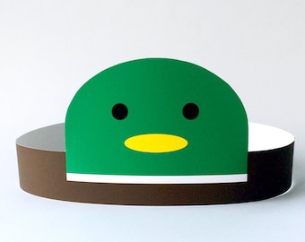 Stockente Enten Hut, Bauernhof Tier Geburtstagsparty Zubehör / Hut / Gefälligkeiten, Mädchen Bauernhof Party, Papier Handwerk für Kinder, druckbare Papiermaske / Kostüm / Krone