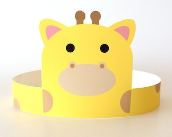 Giraffe Jungle Safari Party Hat/Favor, Paper Craft for Kids, Toddler Preschool Crafts, Zoo Baby Shower/Birthday, Giraffe Costume/Mask/Crown