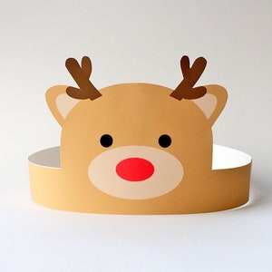 Rendierenpapieren kroon/hoofdband, kerstfeesthoed, afdrukbaar gezichtsmasker/kostuum voor kinderen/volwassenen, vakantieambacht voor kinderen, kerstdecor