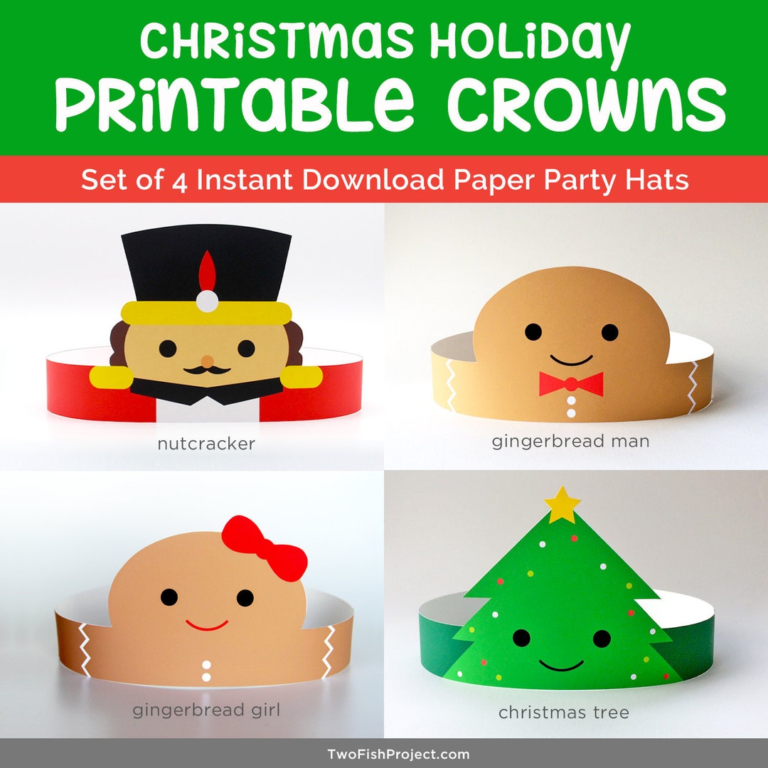 Christmas Party Hats for Kids/adults, Christmas Paper Crowns/headbands