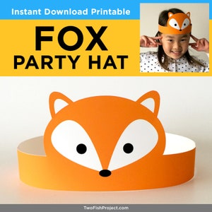 DIY Birthday Party Supplies for Kids/Toddlers, Paper Hats, Face Masks/Costumes Woodland Forest Animals: Fox, Rabbit, Bear, Beaver, Raccoon image 8