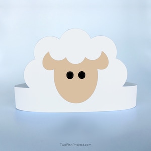 Lamb Costume Kids/Toddler Christmas/Nativity, Birthday Party Hat Supply/Decor, Baby Shower, Barnyard Farm Animal Mask/Headband/Paper Crown