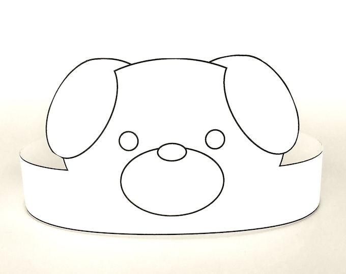 Dog Ears Paper Crown Party Coloring Printable Kids Craft Puppy Costume ...